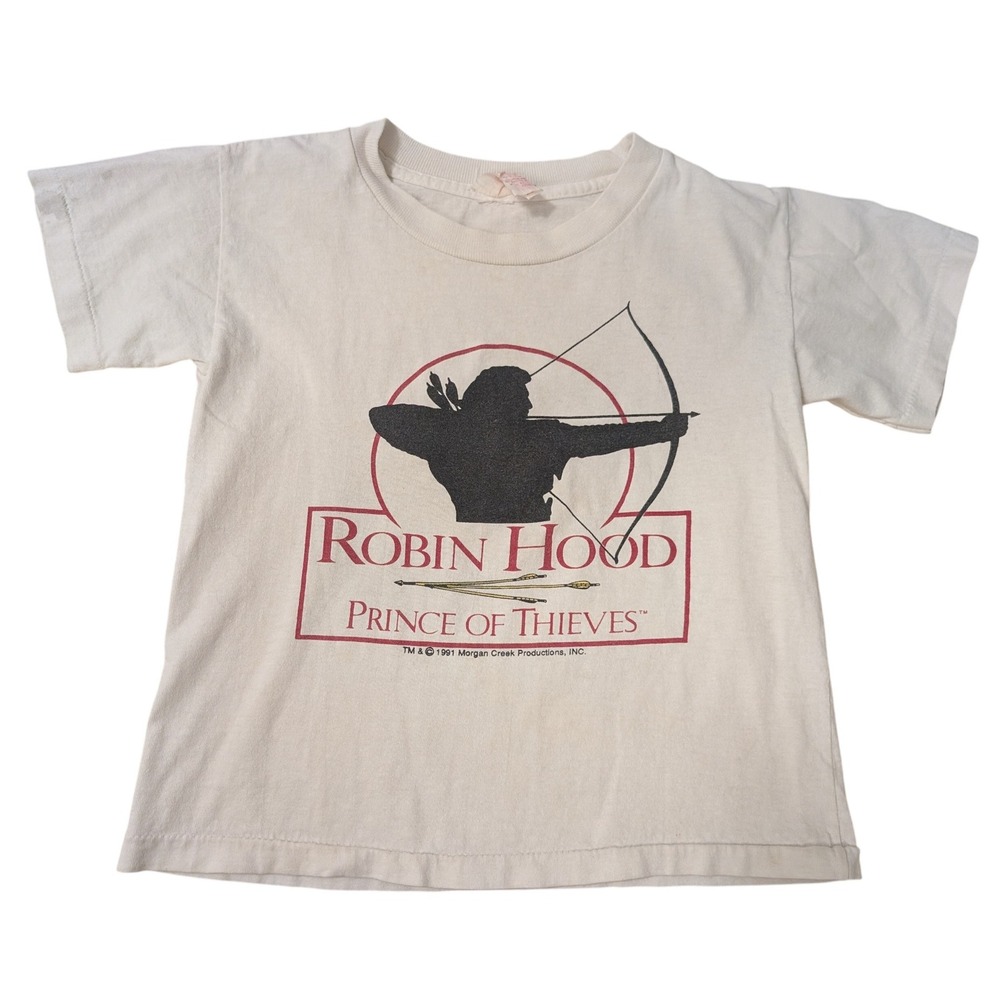 Vintage Robin Hood‎ Prince of Thieves Graphic Tee Shirt 1991 Kids Small 90s Y2K